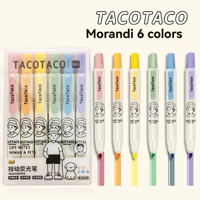 Pastel Highlighter Set Double Ended - 6Pcs/set Pastel Color Macaron Highlighter Pen