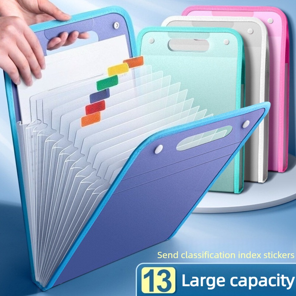 Expandable Accordion File Folder 13 Pockets - Translucent Accordion File Folder 13 Pockets