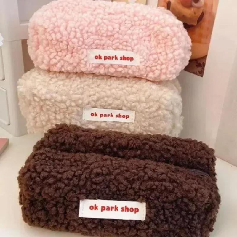 Aesthetic Large Pencil Case Pouch - 2026 Lamb Plush Storage Bag Simple
