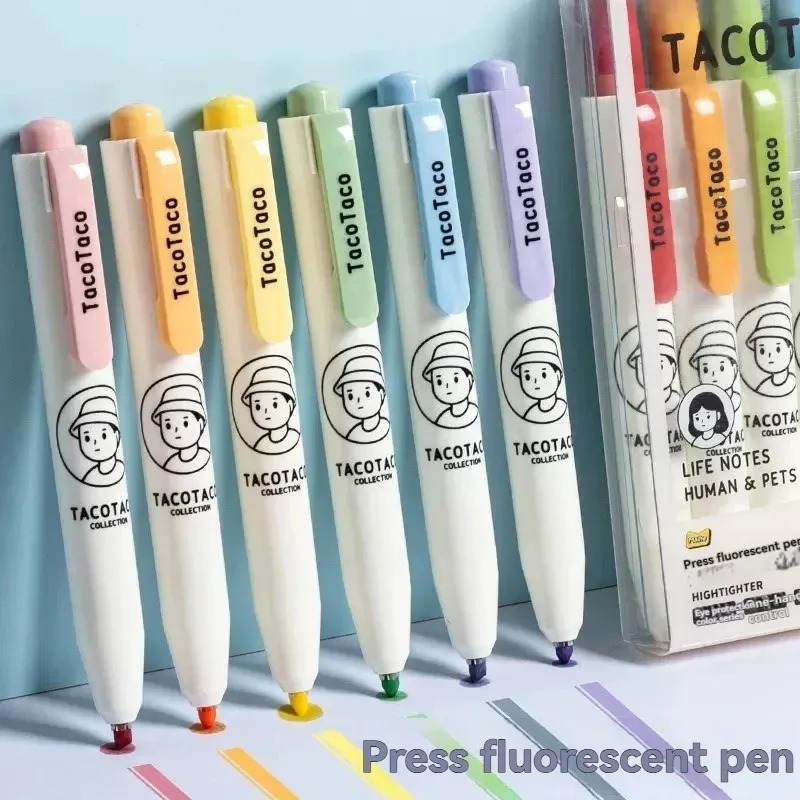 6Pcs/set Pastel Color Macaron  - Pastel Highlighter Set Double Ended review and price
