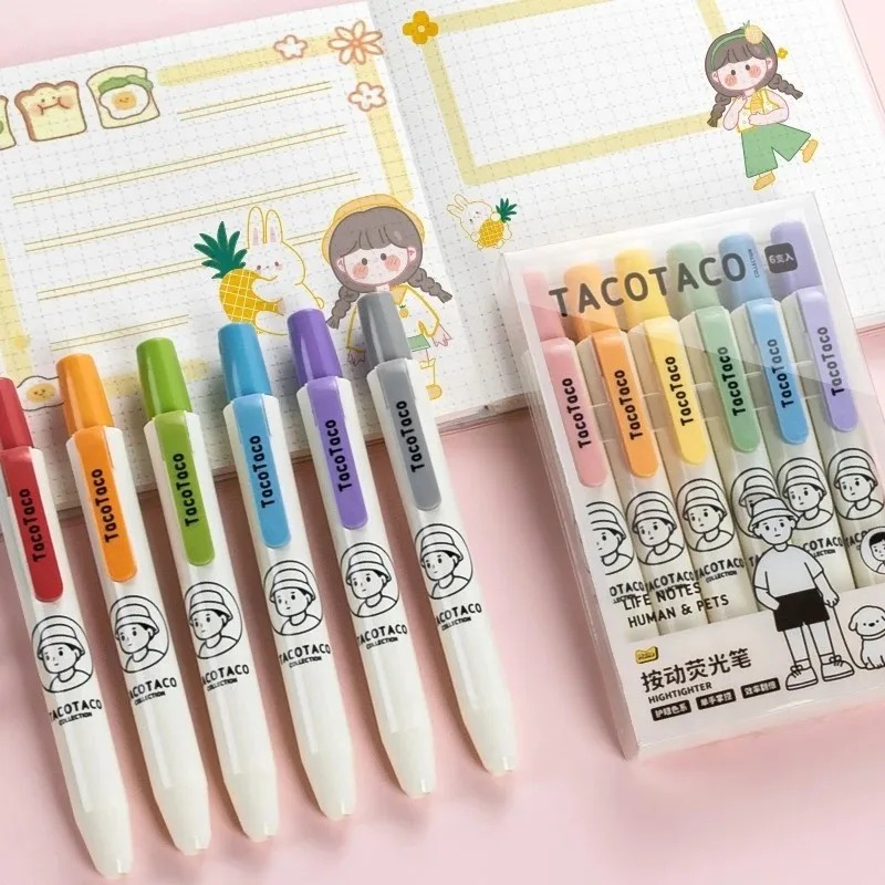 6Pcs/set Pastel Color Macaron  - Pastel Highlighter Set Double Ended review and price