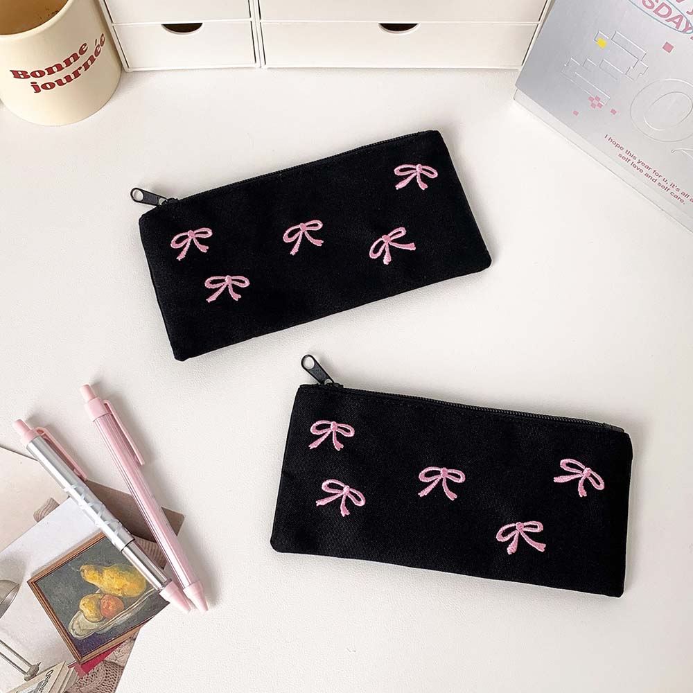 Bowknot Bow Stationery Bag Lar - Aesthetic Large Pencil Case Pouch review and price