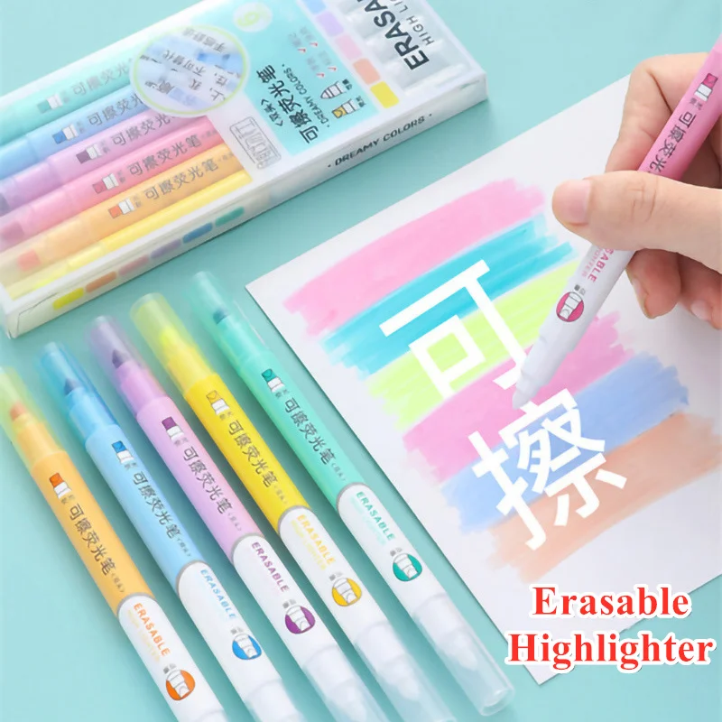 6 Colors Erasable Highlighters - Pastel Highlighter Set Double Ended review and price