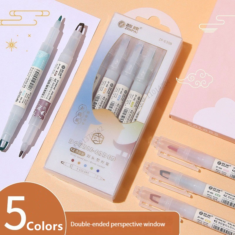 5pcs/set Double Tip Highlighte - Pastel Highlighter Set Double Ended review and price