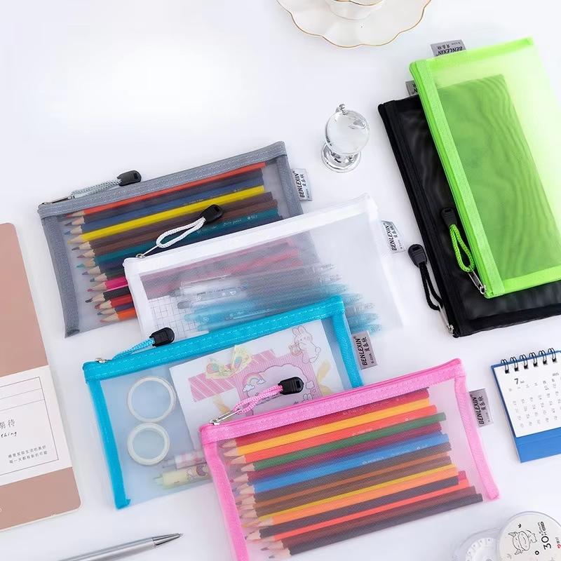NEW Durable Zipper Mesh Pencil - Clear Mesh Pencil Pouch For Exam review and price