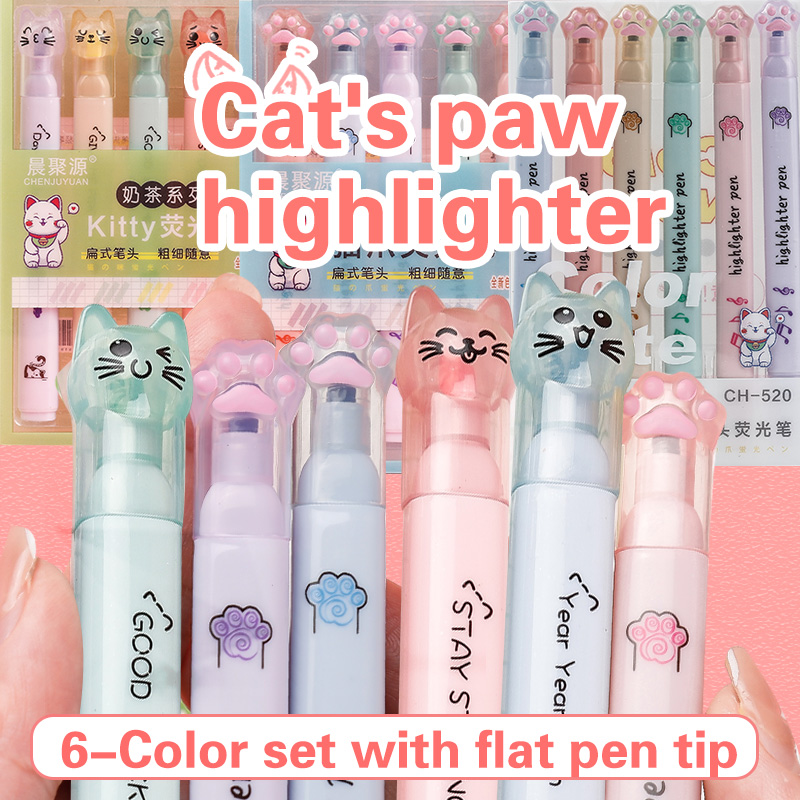 6 pcs/pack Kawaii Cat Claw Pas - Pastel Highlighter Set Double Ended review and price