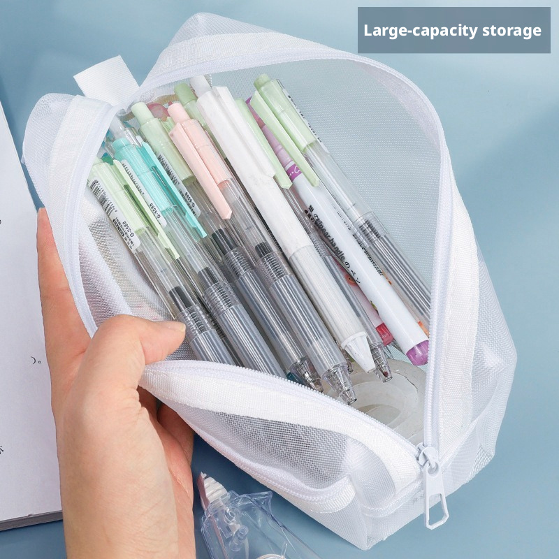 Double Layer Transparent Mesh  - Clear Mesh Pencil Pouch For Exam review and price