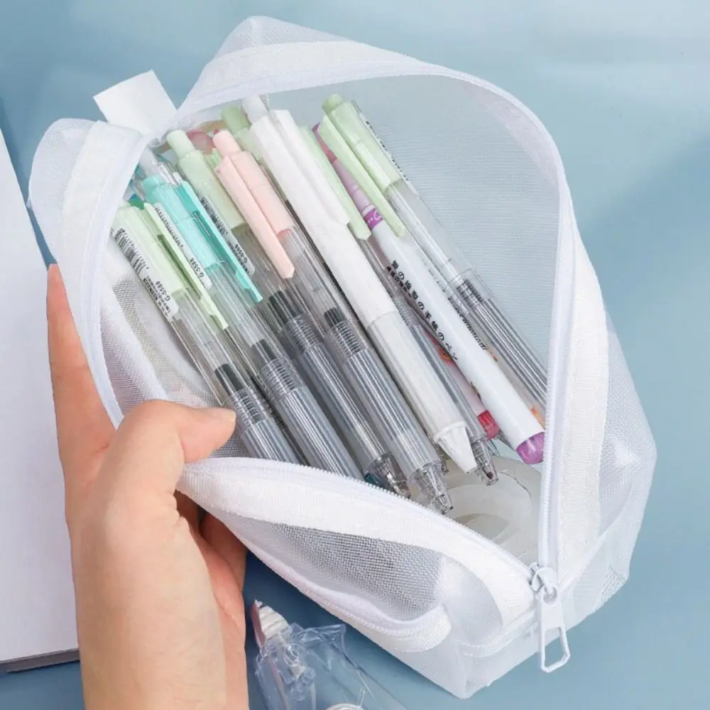 Large Capacity Double-Layer Me - Clear Mesh Pencil Pouch For Exam review and price