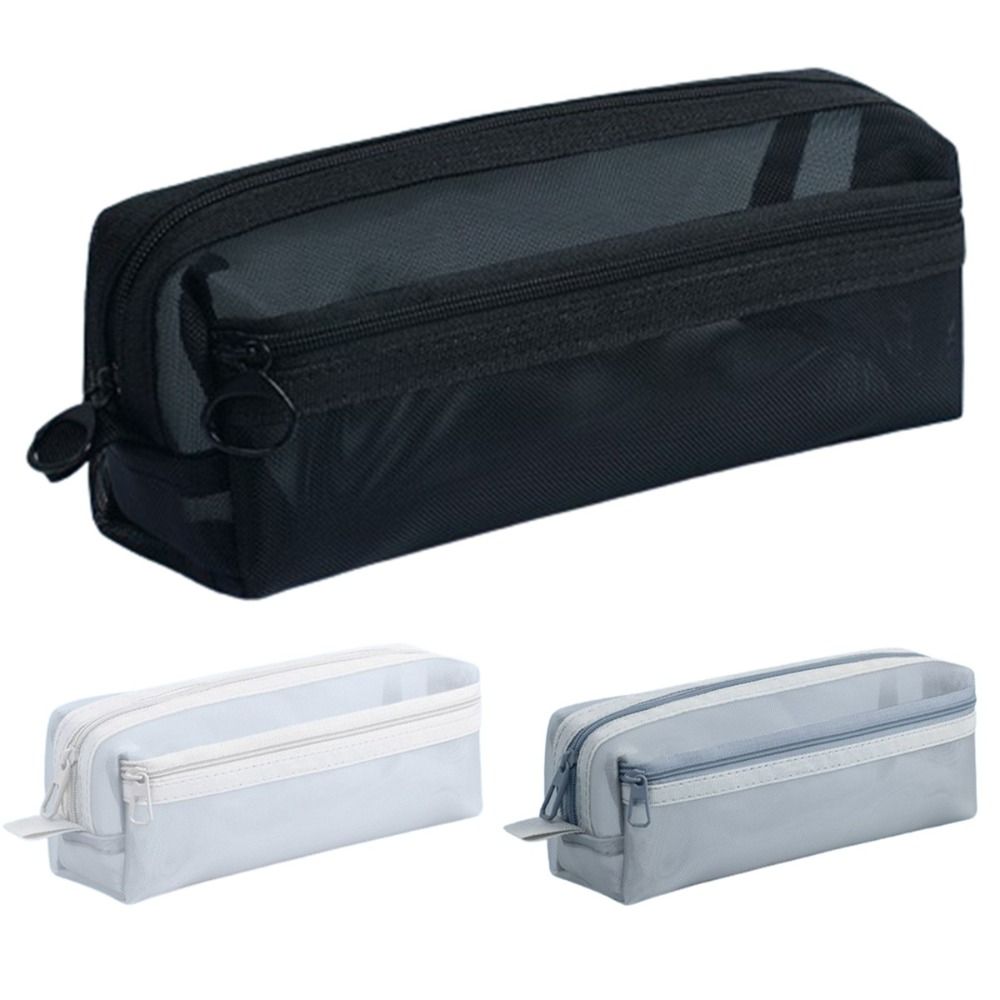 Large Capacity Double-Layer Me - Clear Mesh Pencil Pouch For Exam review and price