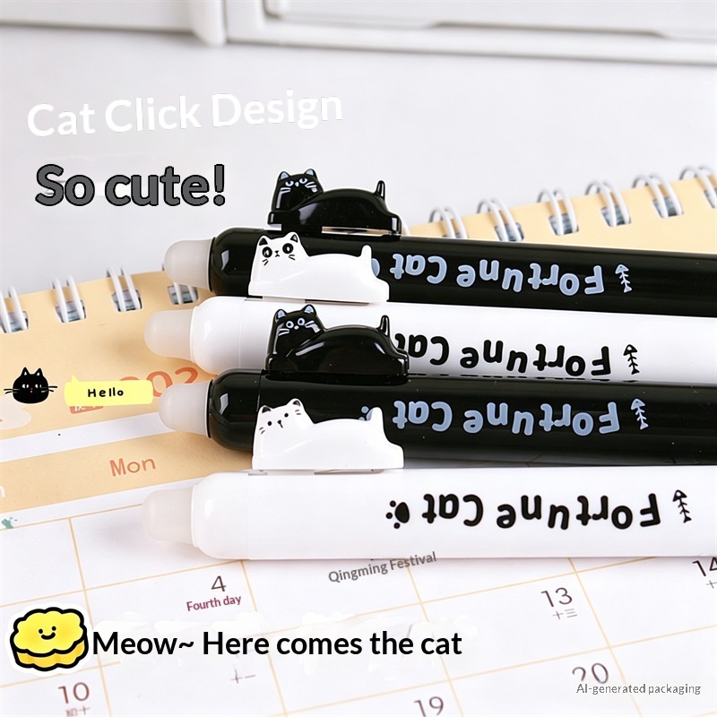 4pcs  Cute Cat Erasable Gel Pe - Retractable Eraser Pen Click review and price