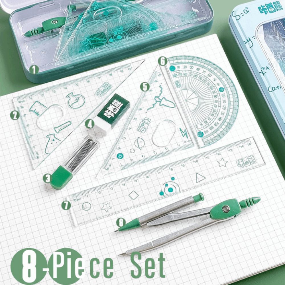 8Pcs/Set Multifunctional Math  - Math Geometry Set With Compass review and price
