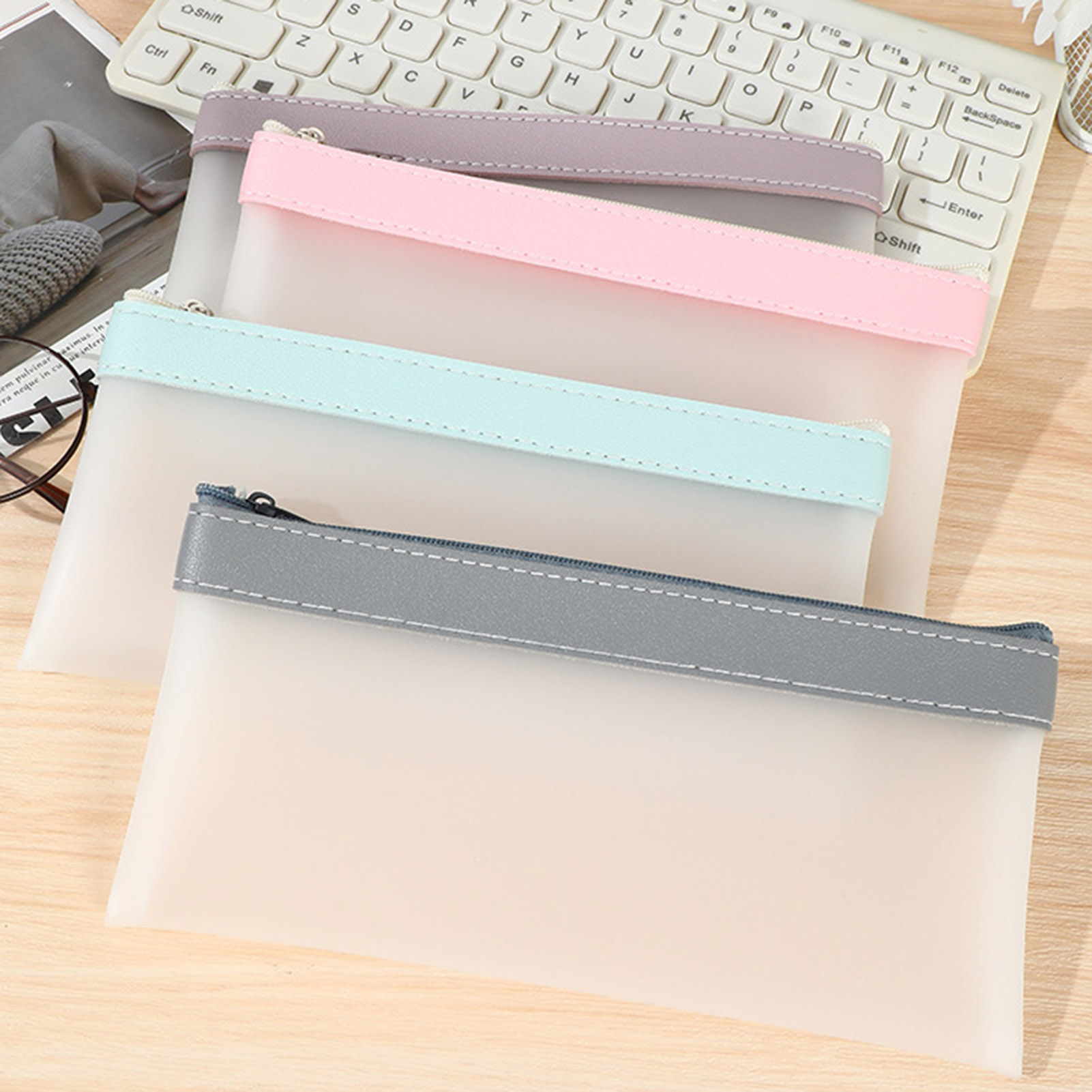 Transparent Frosted Pencil Cas - Aesthetic Large Pencil Case Pouch review and price
