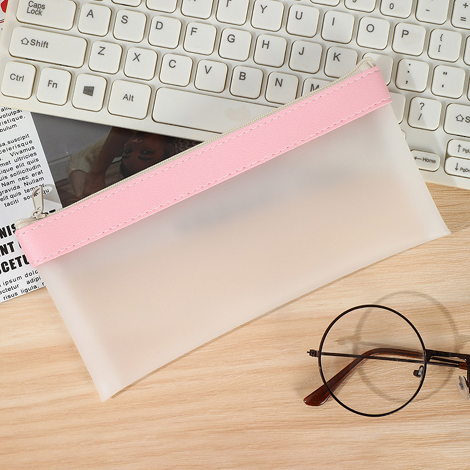 Transparent Frosted Pencil Cas - Aesthetic Large Pencil Case Pouch review and price