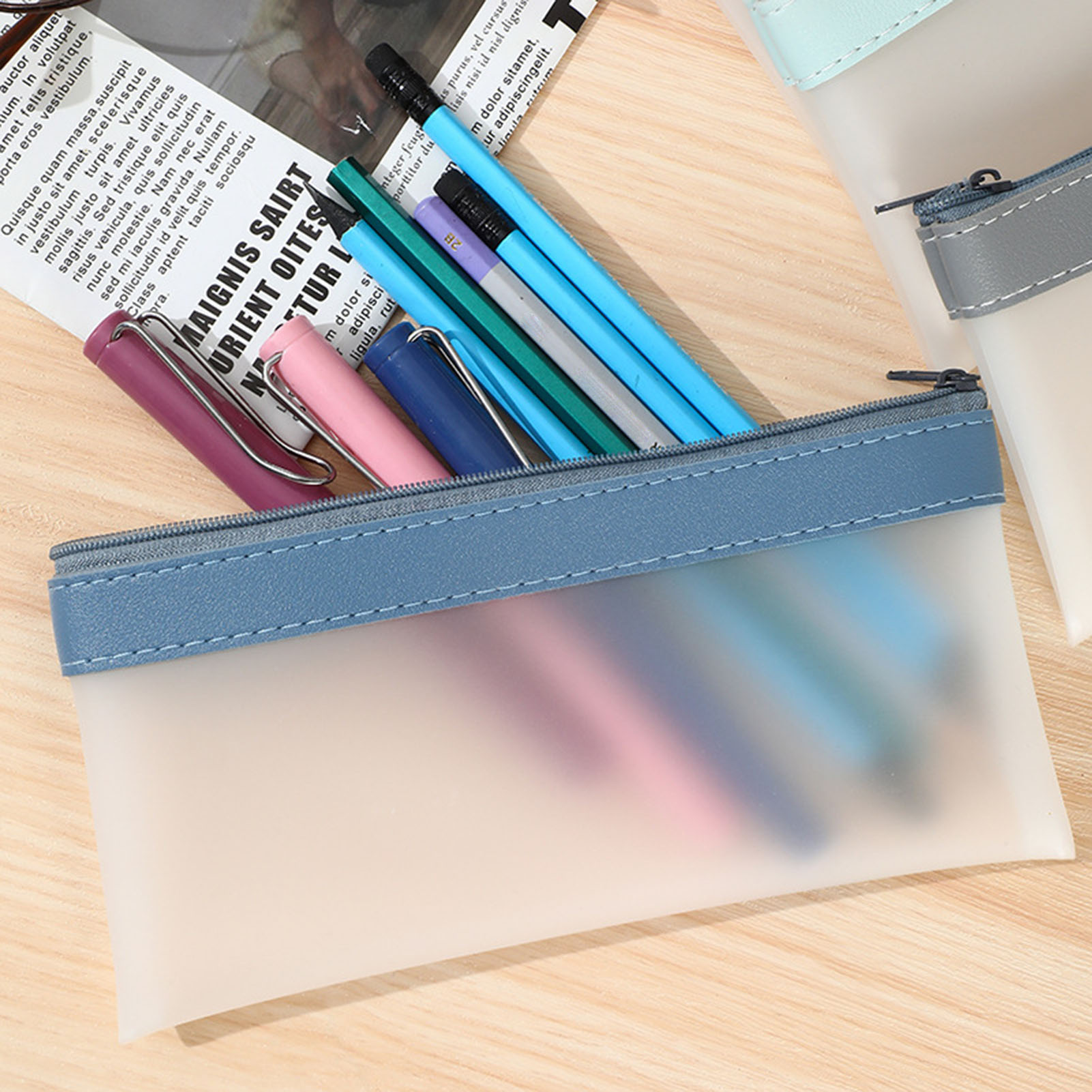 Transparent Frosted Pencil Cas - Aesthetic Large Pencil Case Pouch review and price