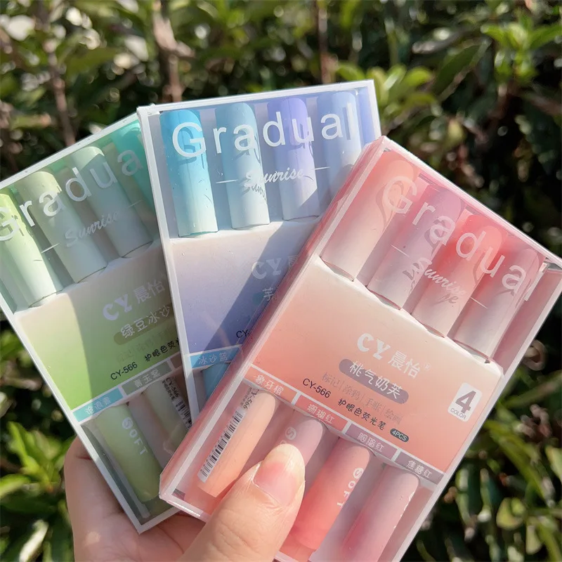 2025 4Pcs/Pack Gradual Highlig - Pastel Highlighter Set Double Ended review and price