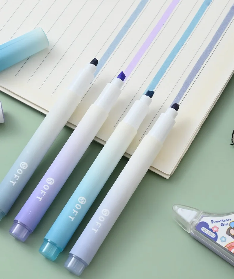 2025 4Pcs/Pack Gradual Highlig - Pastel Highlighter Set Double Ended review and price