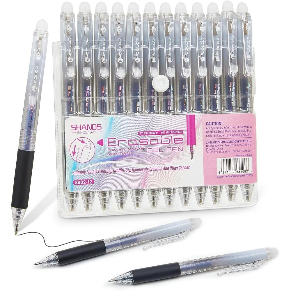 12-Pack 0.7mm Erasable Gel Pen - Retractable Eraser Pen Click review and price