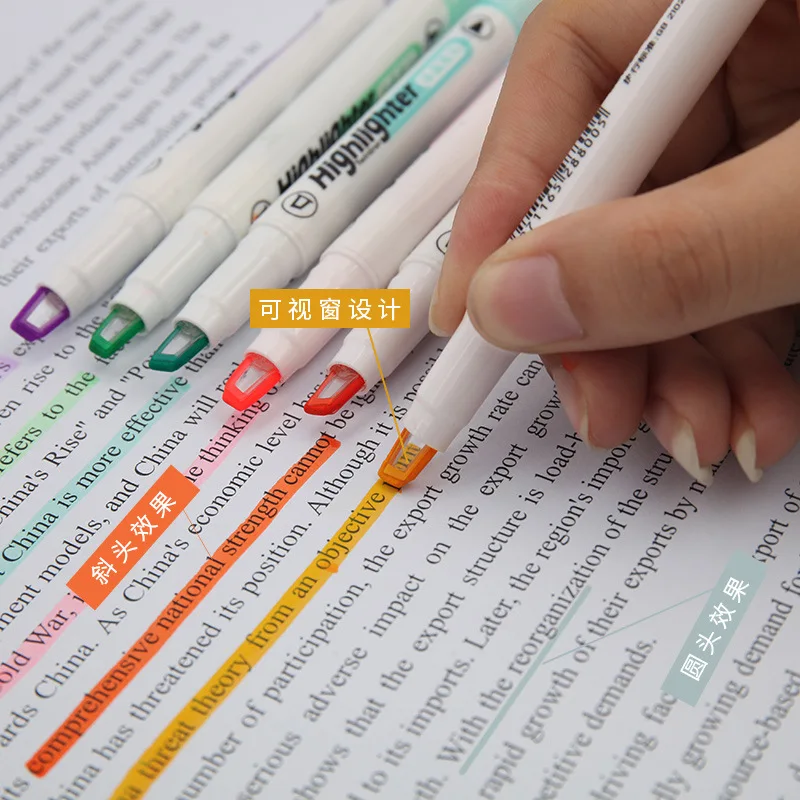 6 Colors/Set Unique Window Tip - Pastel Highlighter Set Double Ended review and price