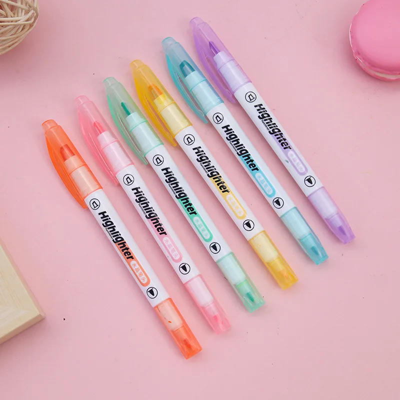 6 Colors/Set Unique Window Tip - Pastel Highlighter Set Double Ended review and price