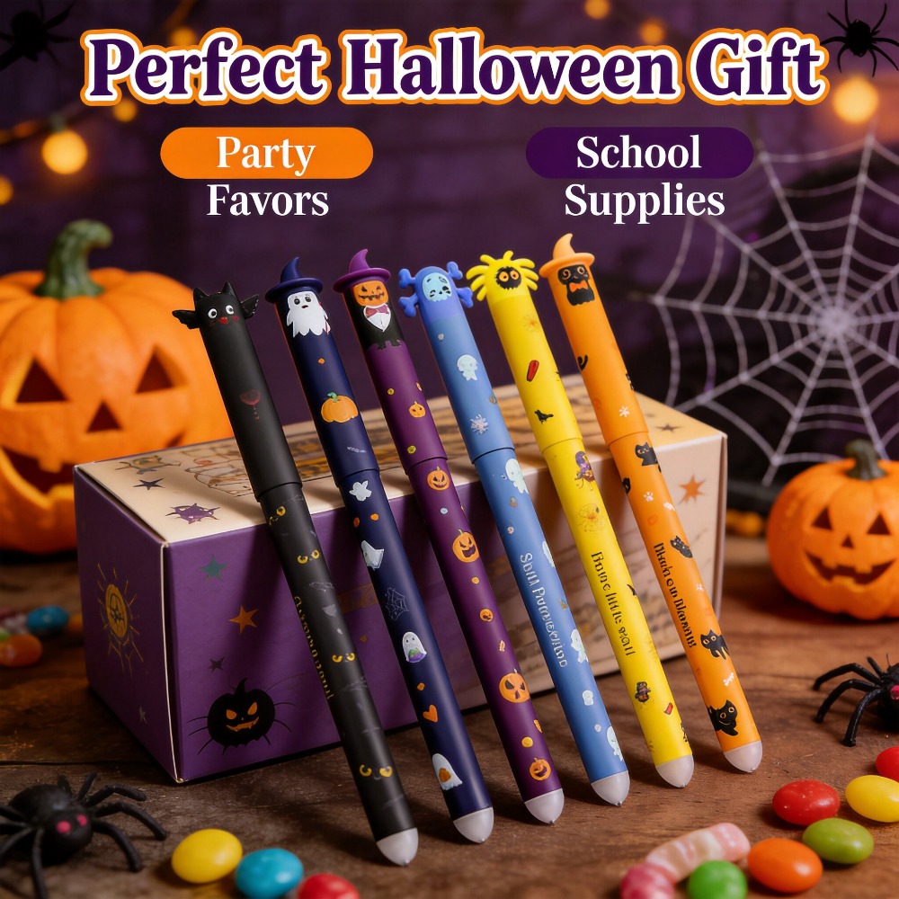 1-6Pcs Halloween Erasable Gel  - Retractable Eraser Pen Click review and price