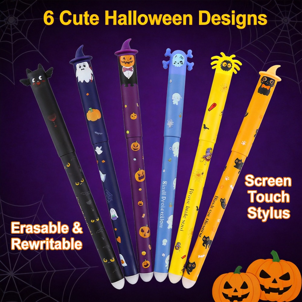 1-6Pcs Halloween Erasable Gel  - Retractable Eraser Pen Click review and price