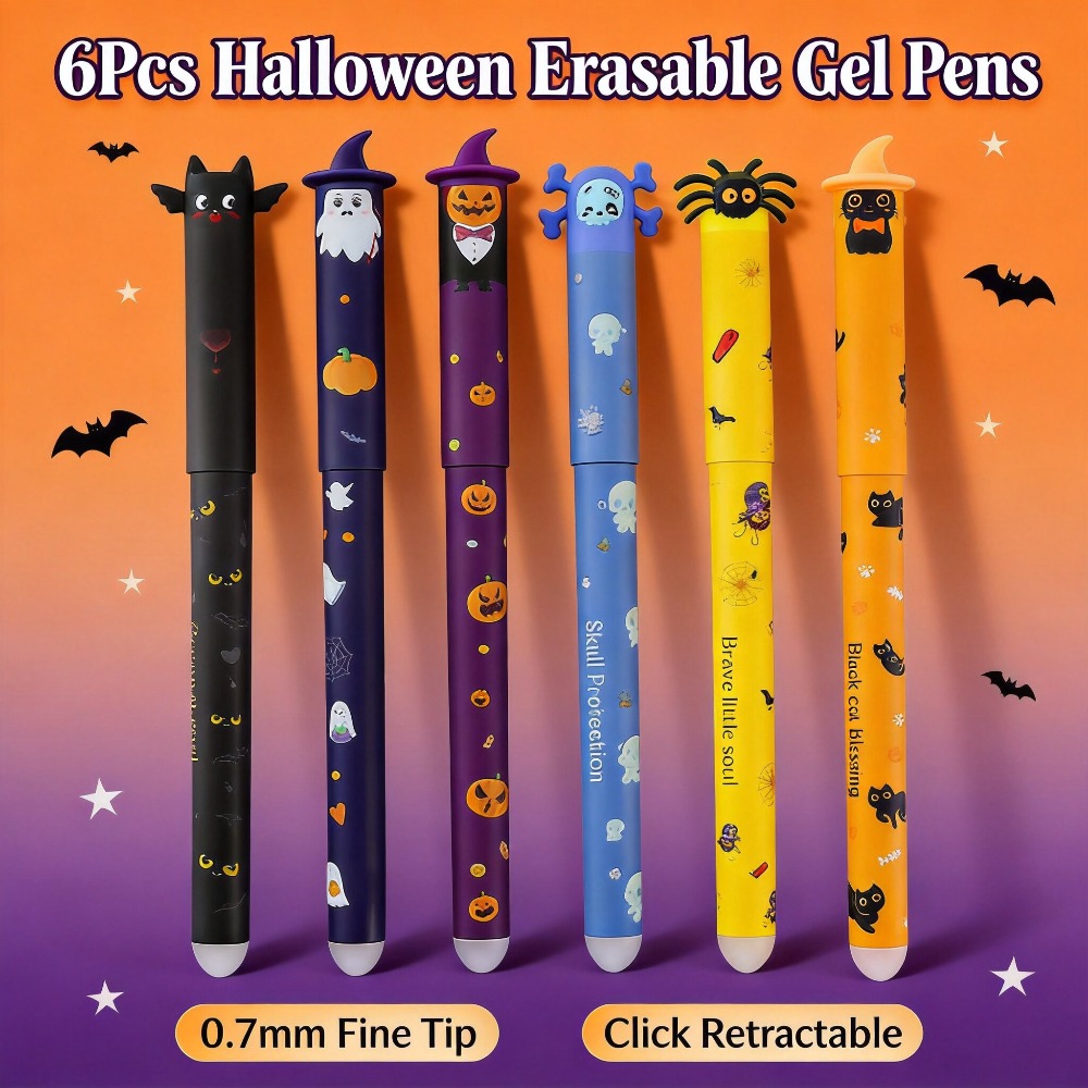 1-6Pcs Halloween Erasable Gel  - Retractable Eraser Pen Click review and price