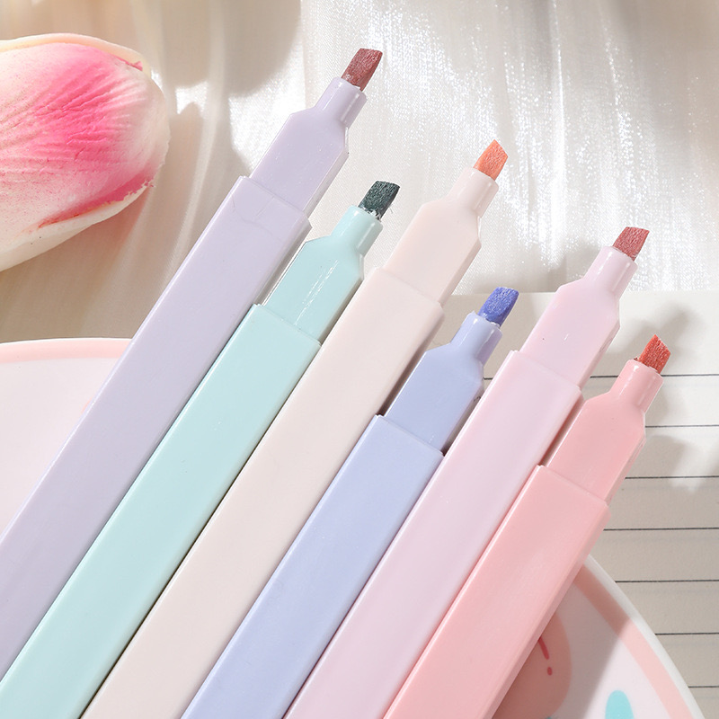 6 Pcs/Set Highlighters Set Cut - Pastel Highlighter Set Double Ended review and price
