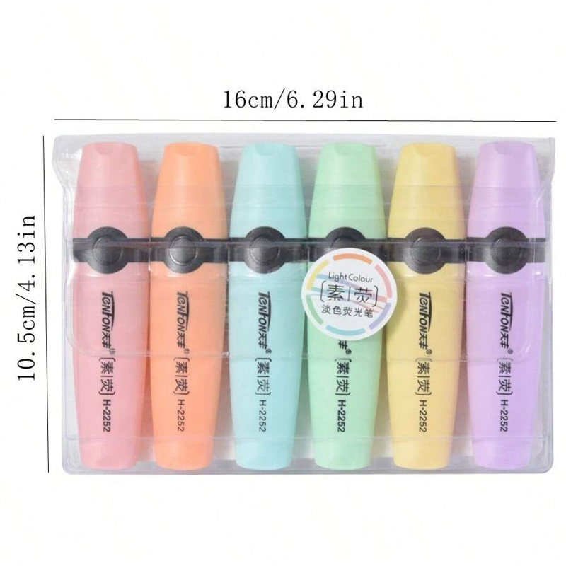 6 Pcs/set Highlighter Pastel C - Pastel Highlighter Set Double Ended review and price
