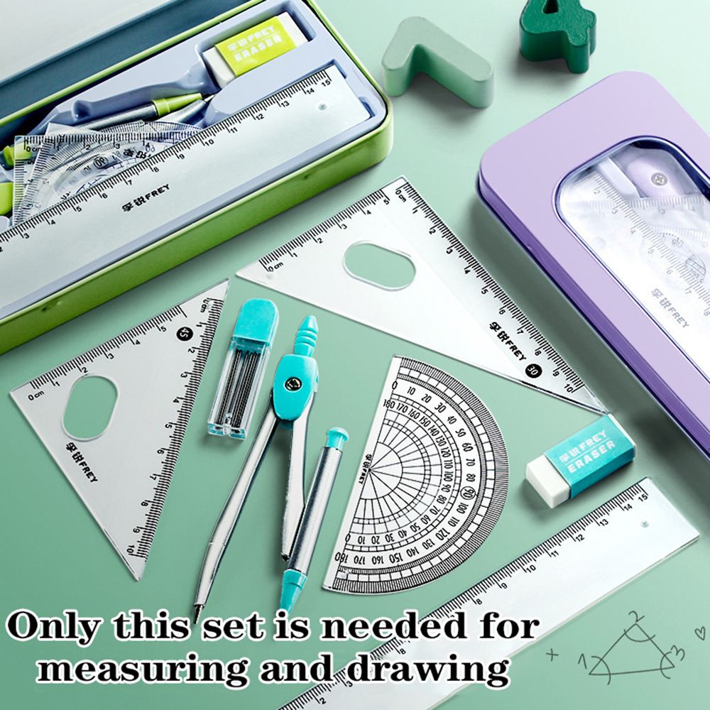 7Pcs/Set Ruler Compass Pencil  - Math Geometry Set With Compass review and price