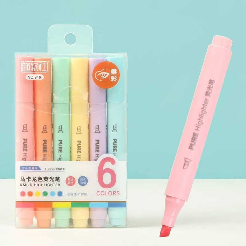 6Pcs/Set Macaron Color Pastel  - Pastel Highlighter Set Double Ended review and price
